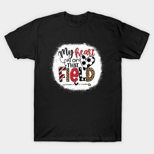 My heart is on that Field Soccer Red Leopard Tee Soccer Mom T-Shirt